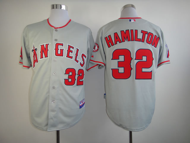 Men Los Angeles Angels 32 Hamilton Grey MLB Jerseys